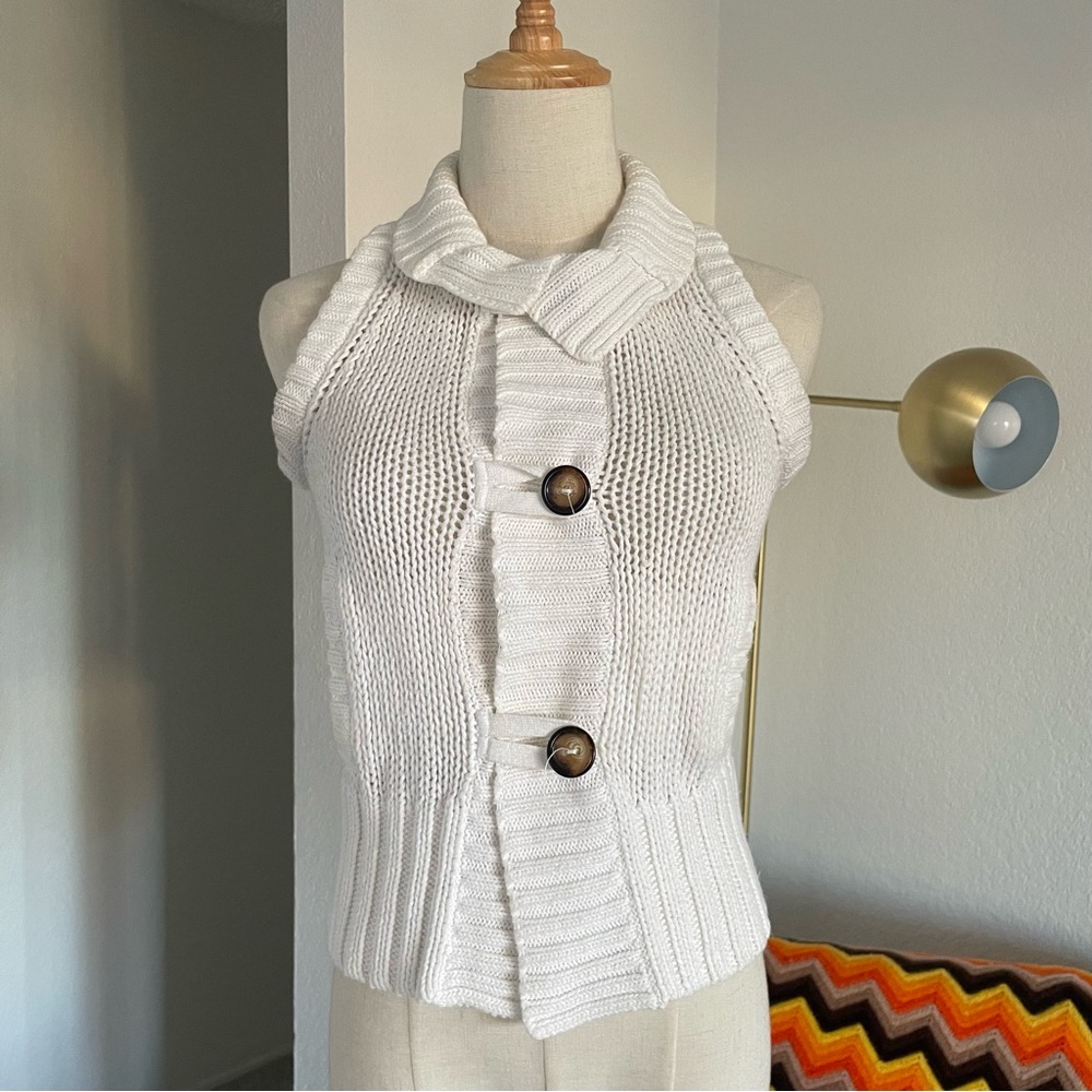 Y2K BCX Office Siren Preppy Knit Buttoned Sweater Vest
